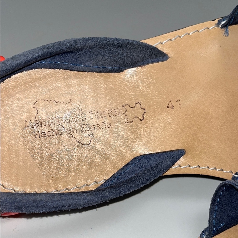 Menoquinas Huran Ocean Blue Suede Slingback Sandals size 11 woman’s - Picture 8 of 11